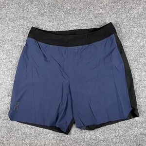 On Running Lightweight Shorts Mens L Blue Black 5" Inseam Lined Drawstring Gym